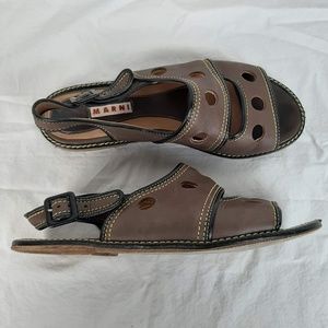 Marni Leather Flat Slingback Slides